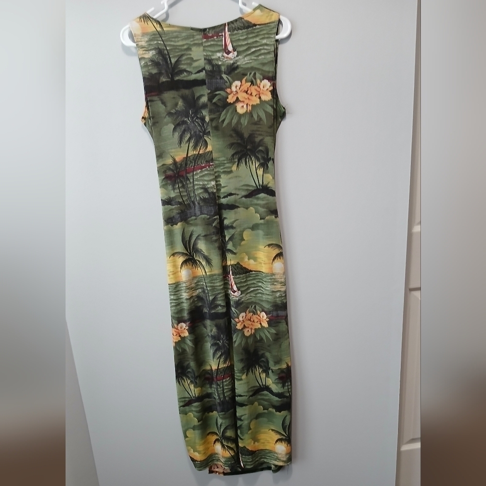 Janana's Tropical Sunset Floral Faux Wrap Maxi Dress Large Resortwear Cruise - Picture 5 of 8